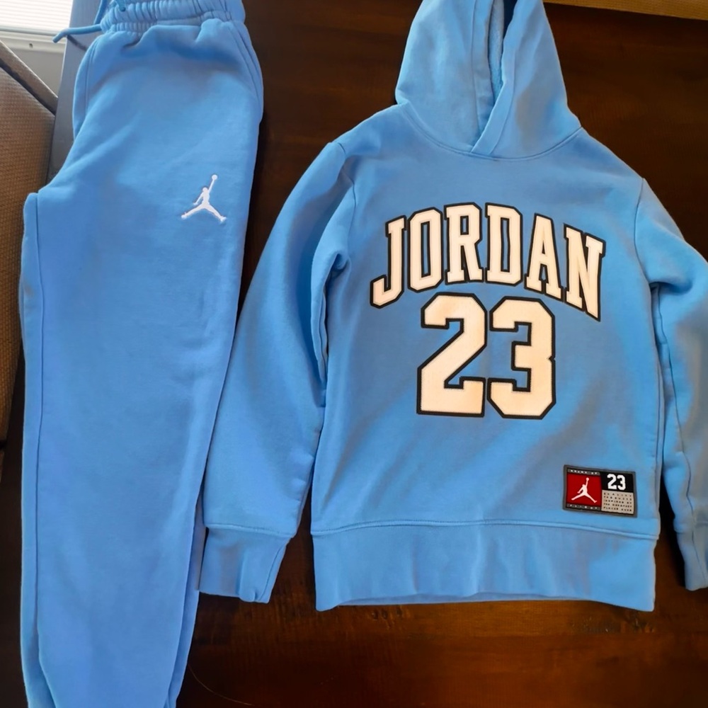 Jordan Kids Light Blue Sweatpants & Hoodie Set